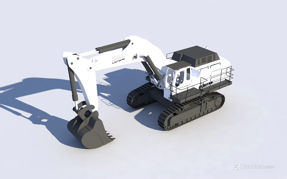 White Tracked Excavator Functional Vehicle with Heavy Duty Bucket and Cab Design for Construction Work 3d model 