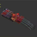 Purple Red Character Creature With Glowing Eyes And White Tentacles Pixelated 3D Model Design
