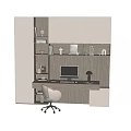 Modern Home Office Desk And Chair Set With Bookshelf Computer And Lamp