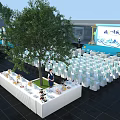 Event Venue Layout With Organized Seating Stage Green Plants And Functional Zones