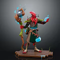 Wizard Character Featuring Octopus Like Creature Traits Holding Magic Staff With Floating Blue Orbs 3d model