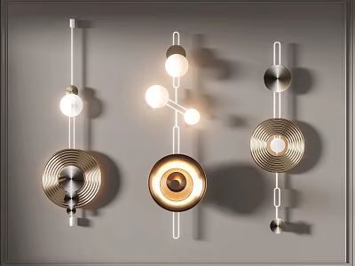 Modern Wall Lamps With Contemporary Metal Design And Round Illuminated Shades 3d model