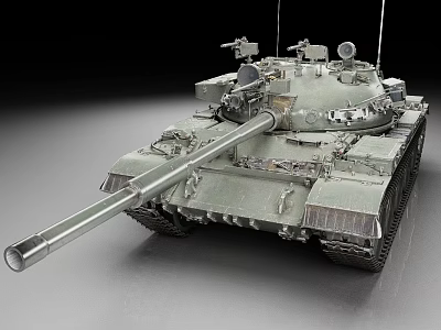 Detailed Military Tank Model With Long Gun Barrel Tracks And Turret 3d model
