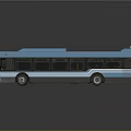 Blue City Bus with Solar Panels on the Roof Parking on Reflective Smooth Ground