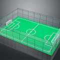 Football Field With Green Turf Enclosed Fence And White Field Markings