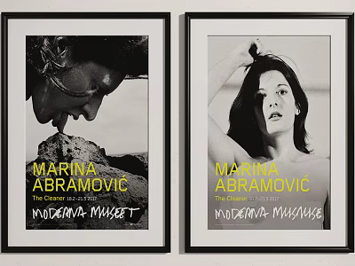 Framed Marina Abramović Posters From Moderna Museet With Black And White 3d model