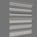 Elegant White Gypsum Cornice With Various Intricate Patterns For Interior Decoration 3d model