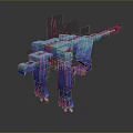 Game Movie Character Dinosaur Like 3D Model With Blue Purple Body And Pink Spikes
