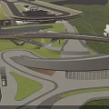 Modern Spiral Tower In Mountainous Green Landscape With Winding Path And Lush Vegetation