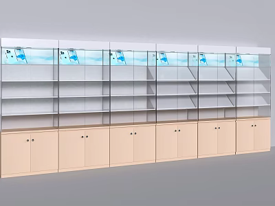 Entryway Cabinet and Sideboard with Glass Doors Shelves and Beige Cabinet Storage 3d model