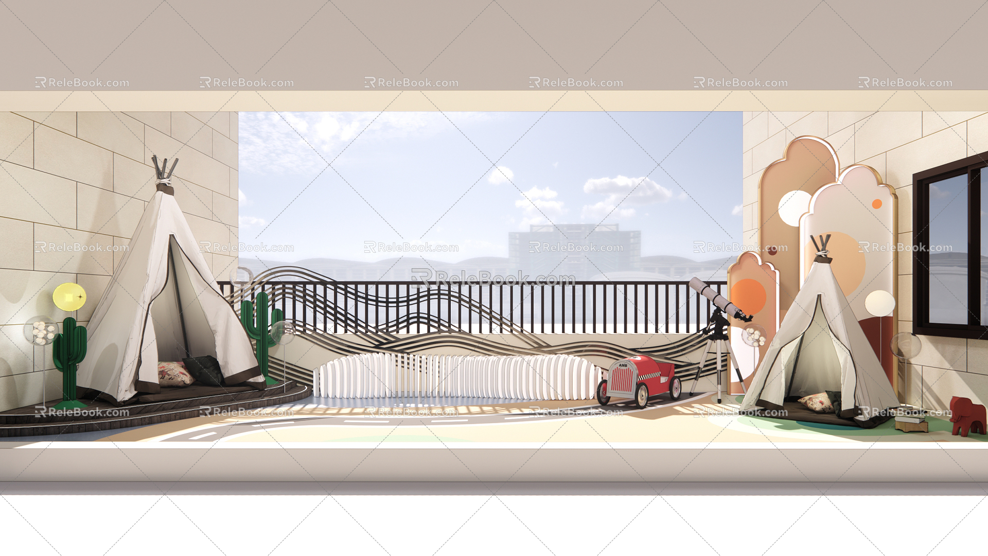 Modern Balcony Public Area Balcony 3d model