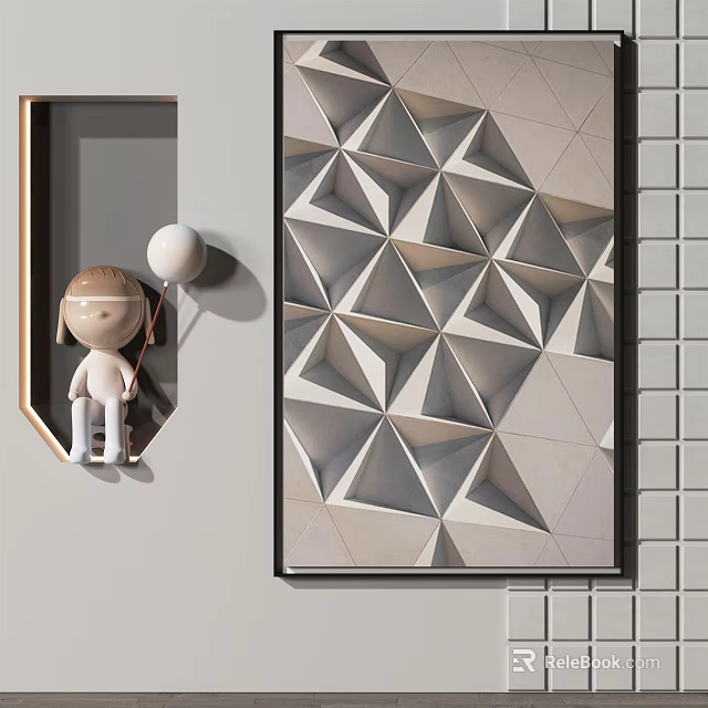 Abstract Painting With Geometric Triangular Patterns 3D Textured Wall Art for Modern Interior Decoration 3d model