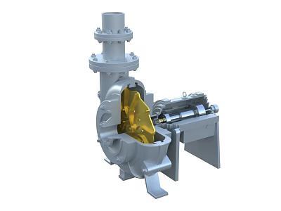 Heavy Duty Industrial Pump With Metal Housing And Internal Impeller Components Design 3d model