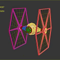 Detailed Cosmic Starfighter Model With Twin Hexagonal Wings And Metallic Cockpit