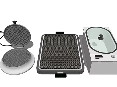 Essential Kitchen Appliances For Home Cooking Waffle Maker Electric Griddle And Slow Cooker 3d model