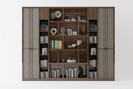 New Chinese bookcase bookshelf combination 3d model