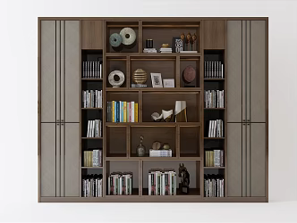 New Chinese bookcase bookshelf combination 3d model