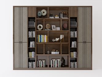 New Chinese bookcase bookshelf combination 3d model