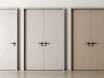 Modern Interior Double Doors Design In Light And Wooden Finishes 3d model