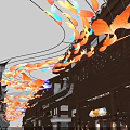 Colorful Butterfly Lanterns Hanging Over Traditional Architecture Night View Photo Spot