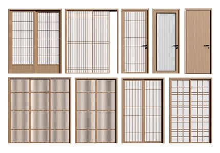 Japanese style sliding door sliding door folding door single door 3d model