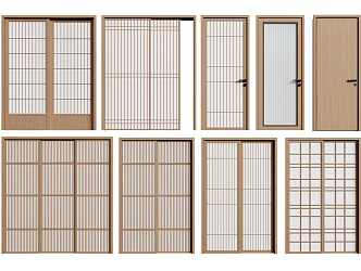 Japanese style sliding door sliding door folding door single door 3d model