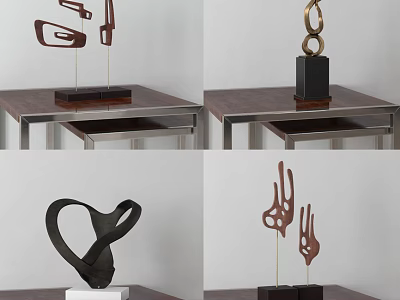 Modern Abstract Metal Decorative Ornament Set With Various Designs For Tabletop Decoration 3d model
