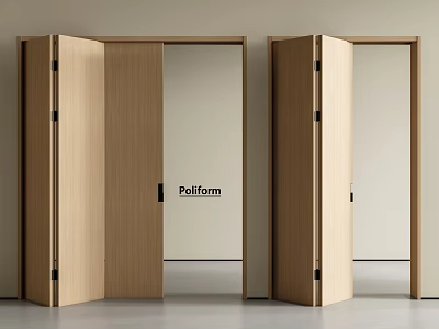 Modern Wooden Folding Doors Interior Design With Open Space And Stylish Panels 3d model