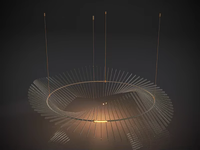 Modern Spiral Chandelier With Thin Metallic Strips Structure And Soft Lighting Glow 3d model