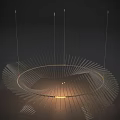 Modern Spiral Chandelier With Thin Metallic Strips Structure And Soft Lighting Glow 3d model