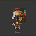 Pixel Art Train Creation With Red Hat And White Beard Character In Game Style Design