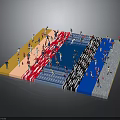 Colorful Segmented Zones Layout With Crowded People Distribution Scene