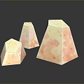 Stone Wood Decorative Pieces With Various Sizes And Textured Peach Surfaces