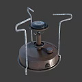 Vintage Metal Burner With Iron Base Curved Metal Stand And Black Knob Retro Design