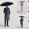 People with umbrellas in winter dress appropriately 3d model