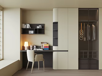 Modern desk integrated cabinet 3d model
