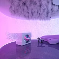 STARSHINE 18th Beauty Hair Studio Modern Exterior Design With White Wavy Wall And Purple Lighting