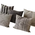 Stylish Modern Throw Pillows With Striped Patterns And Neutral Tones For Home Decor 3d model