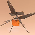 Mars Helicopter With Solar Panels And Four Blades On Martian Surface