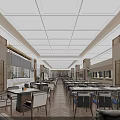 Modern Restaurant Interior With Wooden Decor Hanging Pendant Lights Dining Tables And Warm Lighting