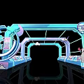Colorful Cartoon Themed Event Entrance Gate With Turquoise Purple Arched Structure And Cloud Decorations