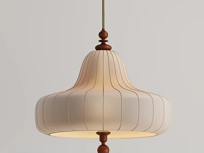 Modern Cream Striped Chandelier with Wooden Elements and Elegant Design for Home Interior 3d model
