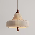 Modern Cream Striped Chandelier with Wooden Elements and Elegant Design for Home Interior