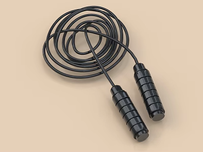 Black Skipping Rope with Ergonomic Handles and Neatly Coiled Design for Daily Workout 3d model