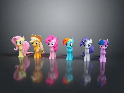 My Little Pony Game And Movie Characters As Colorful Toy Figures With Diverse Manes 3d model