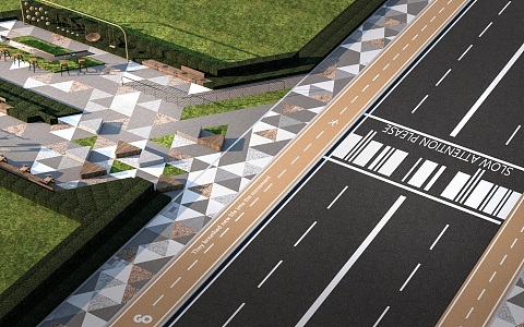 modern road municipal road sidewalk highway 3d model