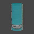 Turquoise Vintage Volkswagen Van Parked On Gravel Ground With Grass Around