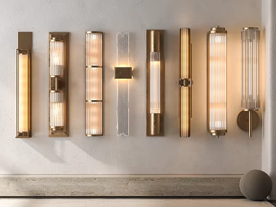 Modern Luxury Wall Lamps In Various Styles With Gold Metal And Glass Mounted On Wall 3d model