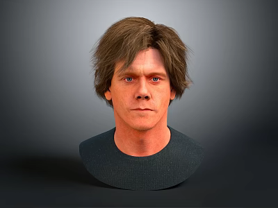 Man With Short Brown Hair And Blue Eyes In 3D Rendered Bust Wearing Dark Shirt 3d model Man With Short Brown Hair And Blue Eyes In 3D Rendered Bust Wearing Dark Shirt 3d model