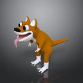 Playful 3D Game Movie Character With Orange Body White Paws Standing Pose And Sticking Tongue